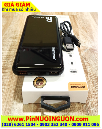 Hammer HP1 (VỎ ĐEN), Pin sạc dự phòng Hammer HP1 với dung lượng chuẩn 10 000mAh chính hãng |Bảo hành 01 năm